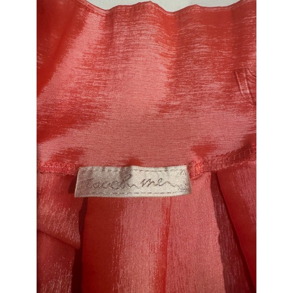 Touch Me Coral Pink High Low Skirt Pleated Tie Waist A-Line Formal Party Sz M - Picture 6 of 10